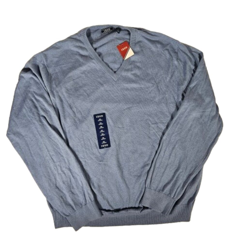Izod Fieldhouse Sweater Ocean Blue Men's Size 2X-Large XXL V-neck
